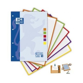 RECAMBIO COLOR OXFORD A4 80 H 90 GR 5MM 4 TALADROS