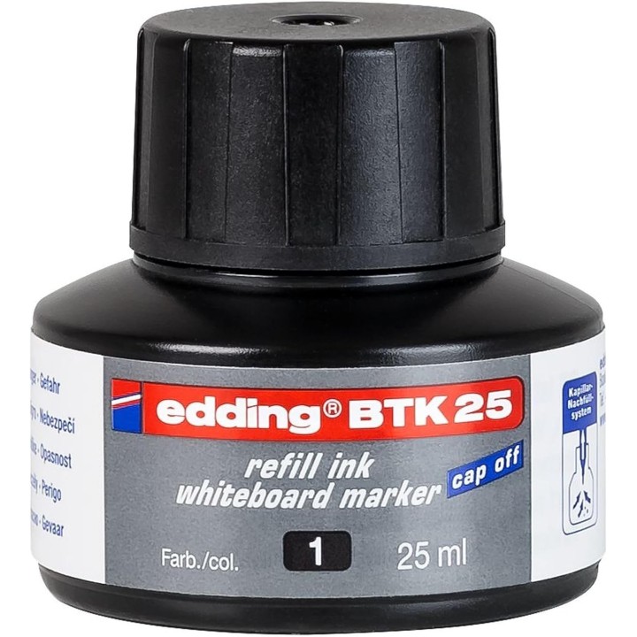 edding BTK 25 tinta de recarga para marcador de pizarra blanca - negro - 25 ml -