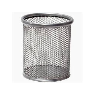 Portalápices metálico rejilla. Plata