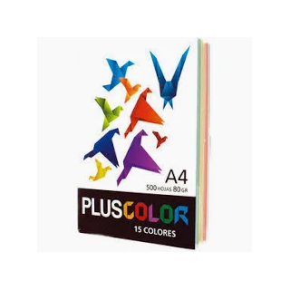 Papel A4 Plus 80 Gr Paquete 500 Hojas en 15 Colores Surtidos