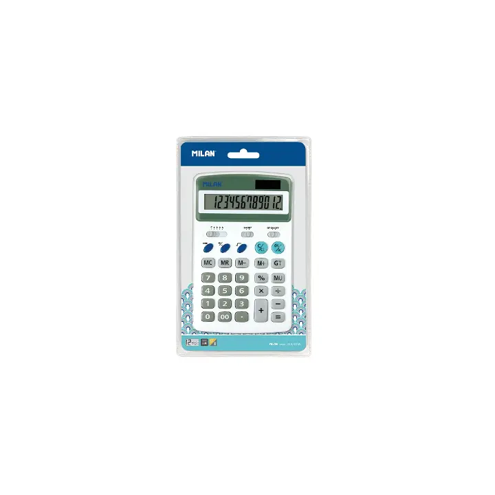 Blíster calculadora Milan  blanca 12 dígitos