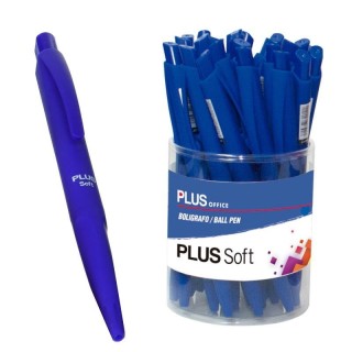 Bolígrafo retractil plus soft tacto goma color azul