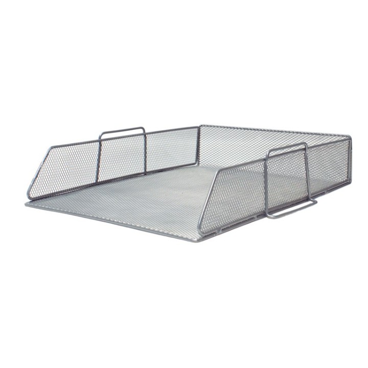 Bandeja sobremesa de rejilla metalica plus office 290x77x340 mm plateada